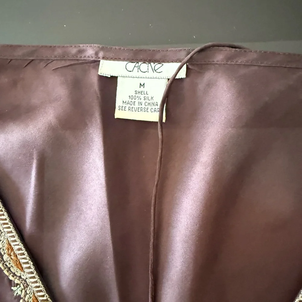 Cache Brown Embellished Sleeveless Blouse Tie Front - Picture 3 of 5